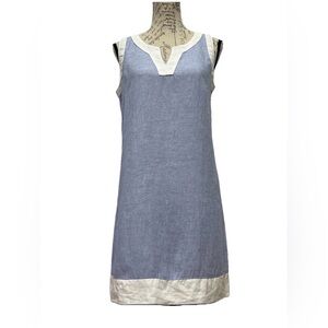 Puro Lino 100% Linen Dress - Blue/White - Size M